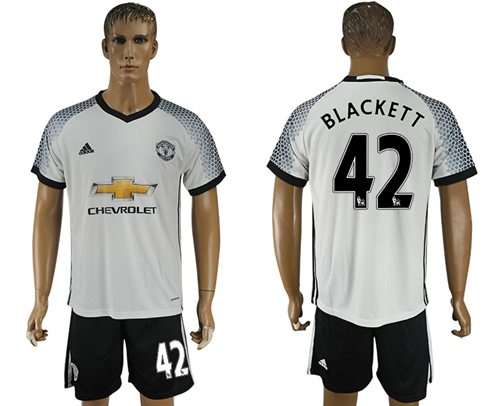 Manchester United 42 Blackett White Soccer Club Jersey