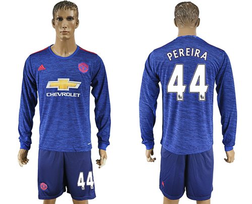 Manchester United 44 Pereira Away Long Sleeves Soccer Club Jersey