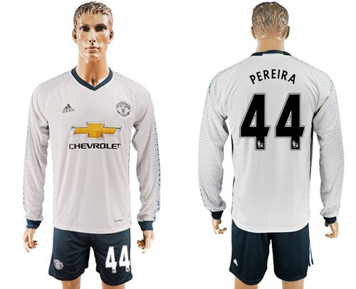 Manchester United 44 Pereira Sec Away Long Sleeves Soccer Club Jersey