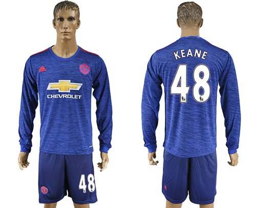 Manchester United 48 Keane Away Long Sleeves Soccer Club Jersey