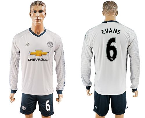 Manchester United 6 Evans Sec Away Long Sleeves Soccer Club Jersey