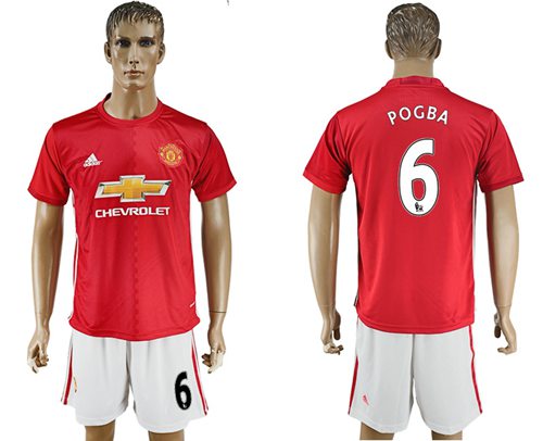 Manchester United 6 Pogba Red Home Soccer Club Jersey