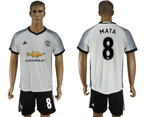 Manchester United 8 Mata White Soccer Club Jersey
