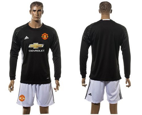 Manchester United Blank Black Goalkeeper Long Sleeves Soccer Club Jersey