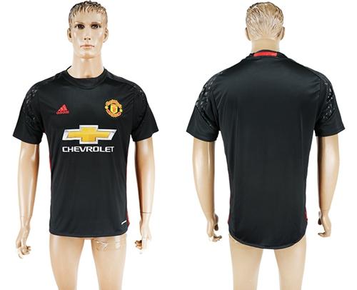 Manchester United Blank Black Goalkeeper Soccer Club Jersey