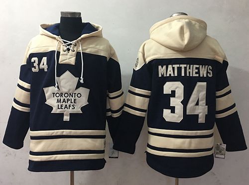 Maple Leafs 34 Auston Matthews Blue Sawyer Hooded Sweatshirt Stitched NHL Jersey