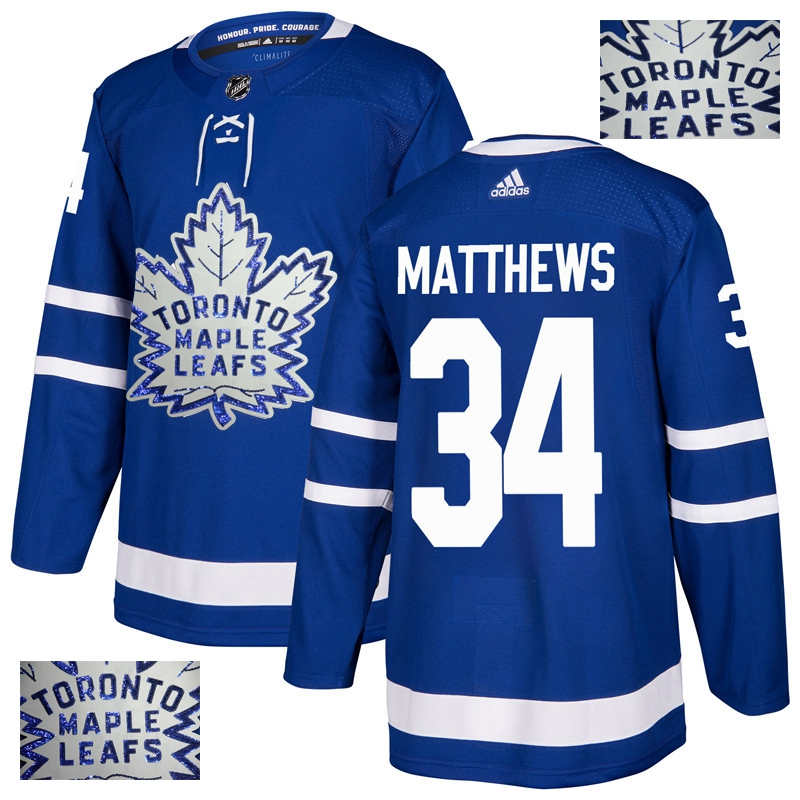 Maple Leafs 34 Auston Matthews Blue With Special Glittery Logo  Jersey