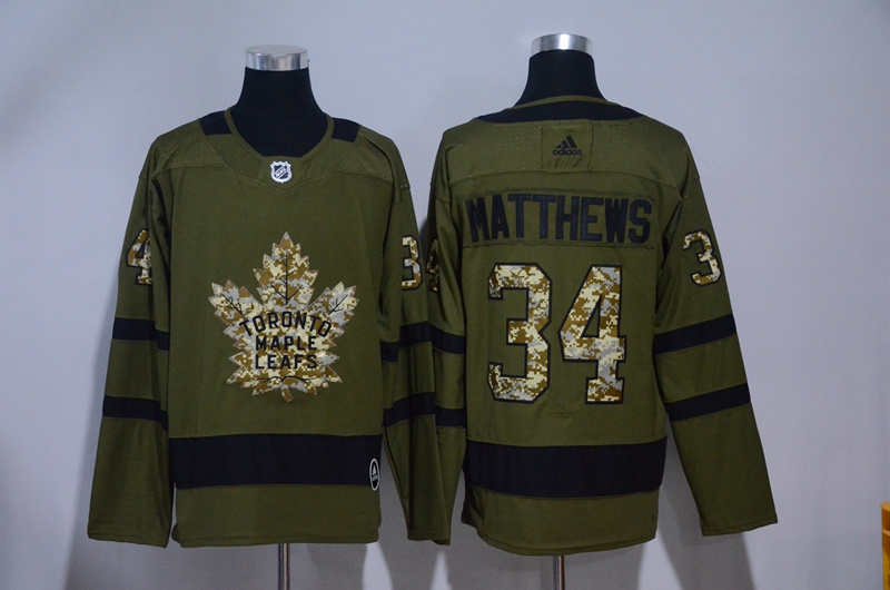 Maple Leafs 34 Auston Matthews Olive Green  Jersey
