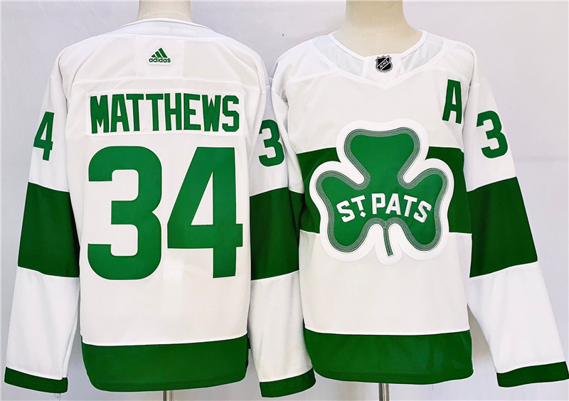 Maple Leafs 34 Auston Matthews White St Patricks Adidas Jersey