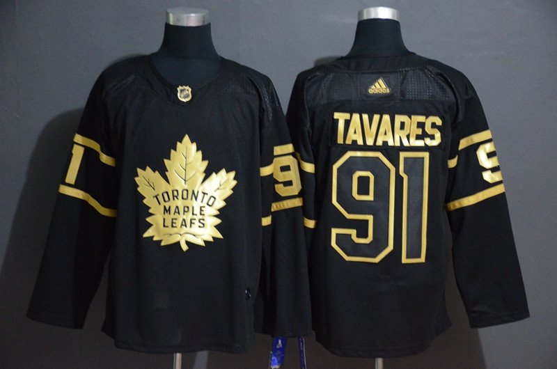 Maple Leafs 91 John Tavares Black Gold Adidas Jersey