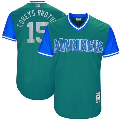 Mariners 15 Kyle Seager Corey's Brother Majestic Aqua 2017 Players Weekend Jersey