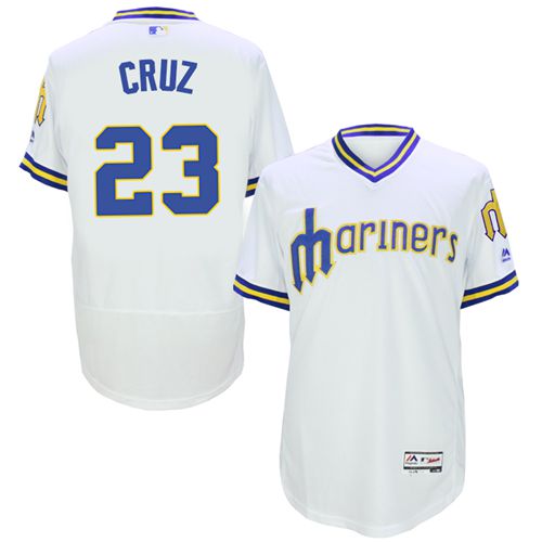 Mariners 23 Nelson Cruz White Flexbase Authentic Collection Cooperstown Stitched MLB Jersey