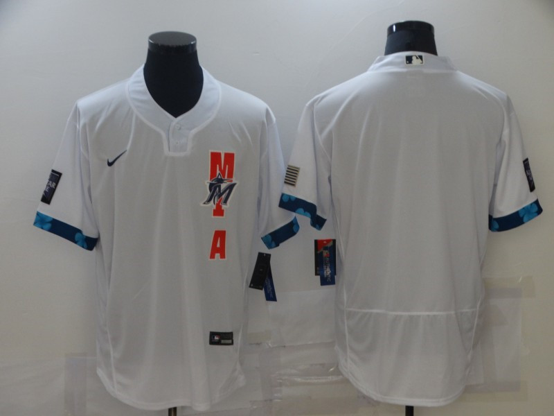 Marlins Blank White Nike 2021 MLB All Star Flexbase Jersey