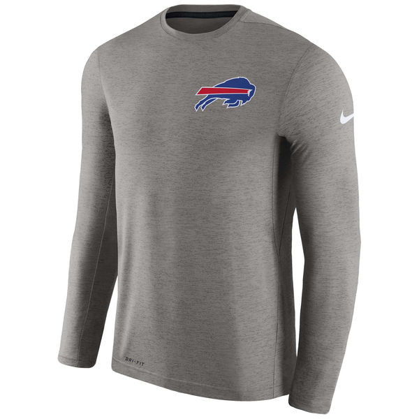 Men's Buffalo Bills  Charcoal Coaches Long Sleeve Performance T Shirt