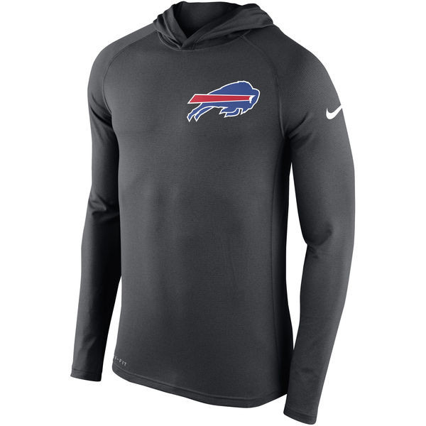 Men's Buffalo Bills  Charcoal Stadium Touch Hooded Performance Long Sleeve T Shirt