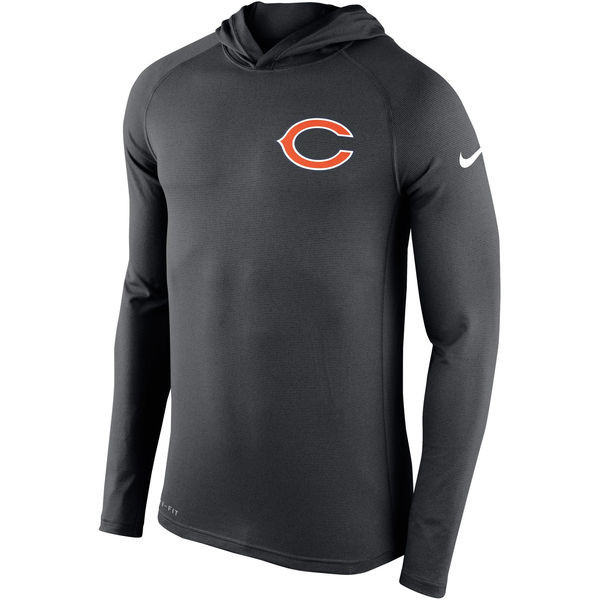 Men's Chicago Bears  Charcoal Stadium Touch Hooded Performance Long Sleeve T Shirt