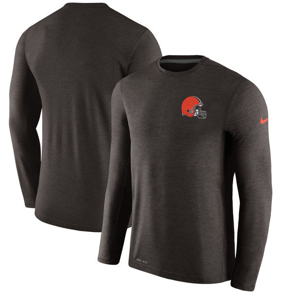 Men's Cleveland Browns  Brown Coaches Long Sleeve Performance T Shirt