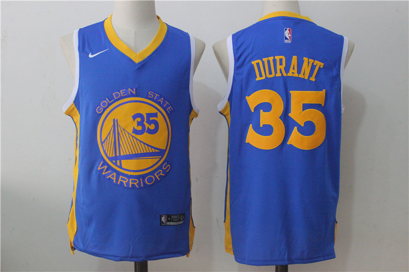 Men's Golden State Warriors #35 Kevin Durant Royal Blue 2017 2018  Swingman Stitched NBA Jersey