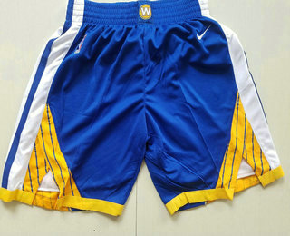 Men's Golden State Warriors Blue 2017 2018  Authentic Stitched NBA Shorts