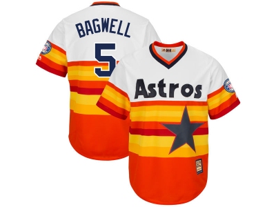 Men's Houston Astros #5 Jeff Bagwell Majestic Orange Multi Fashion 2017 Hall of Fame Cooperstown Collection Patch Cool Base Jersey