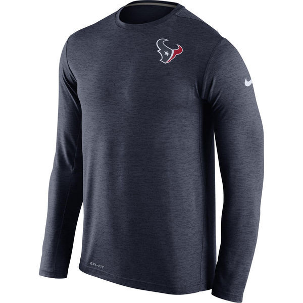 Men's Houston Texans  Navy Dri FIT Touch Long Sleeve Performance T Shirt
