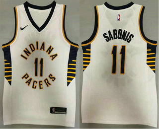 Men's Indiana Pacers 11 Domantas Sabonis New White 2021 Nike Swingman Stitched NBA Jersey