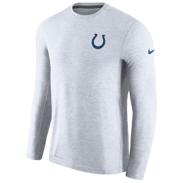 Men's Indianapolis Colts  White Coaches Long Sleeve Performance T Shirt