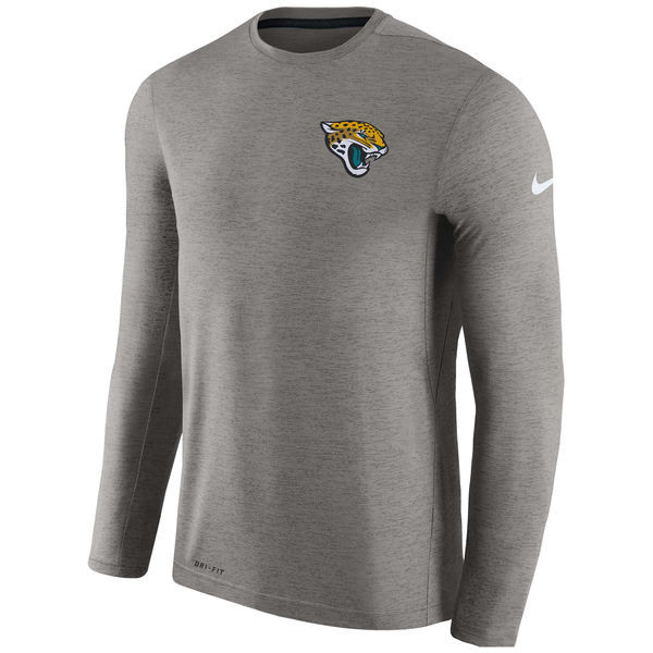 Men's Jacksonville Jaguars  Charcoal Coaches Long Sleeve Performance T Shirt