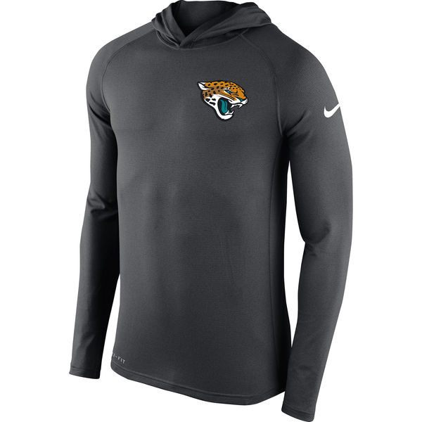 Men's Jacksonville Jaguars  Charcoal Stadium Touch Long Sleeve Hooded Performance T Shirt