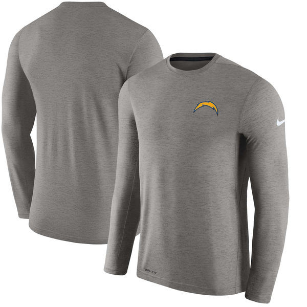 Men's Los Angeles Chargers  Charcoal Coaches Long Sleeve Performance T Shirt