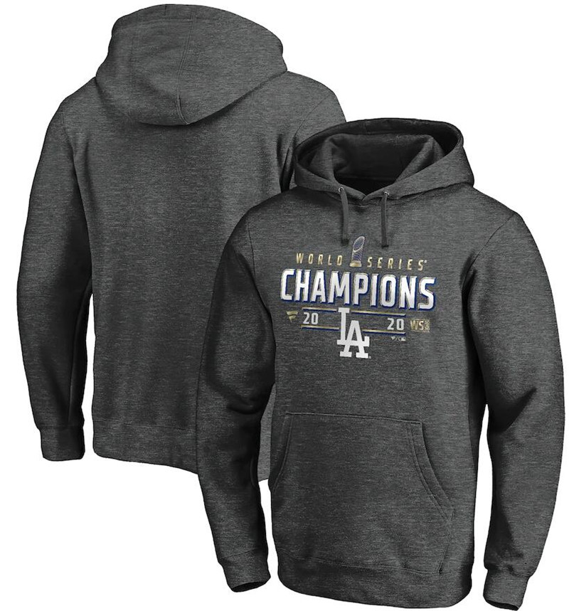 Men's Los Angeles Dodgers Fanatics Branded Charcoal 2020 World Series Champions Locker Room Pullover Hoodie