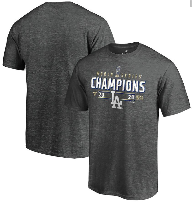 Men's Los Angeles Dodgers Fanatics Branded Charcoal 2020 World Series Champions Locker Room T Shirt