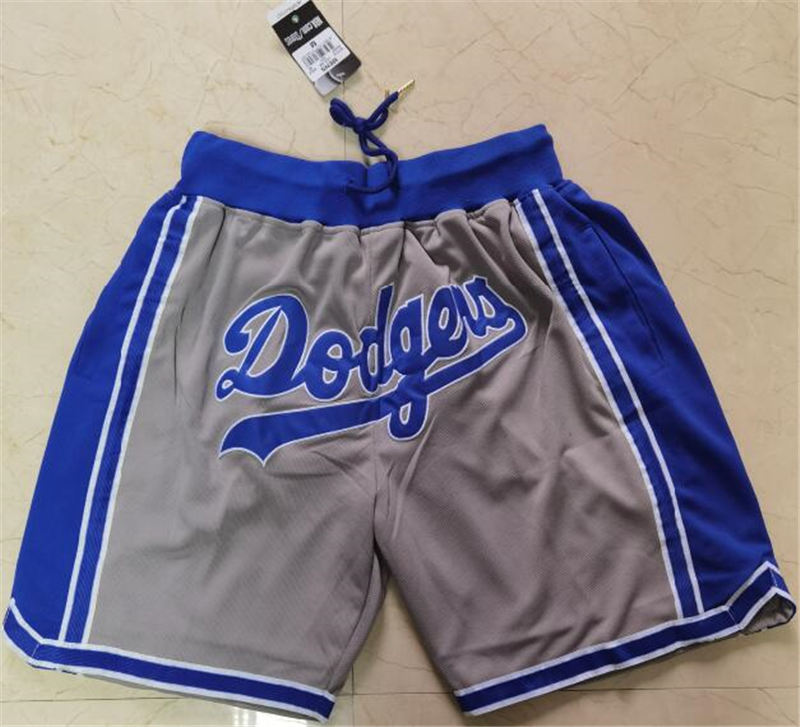 Men's Los Angeles Dodgers Team Logo Gray Pocket Baseball Shorts