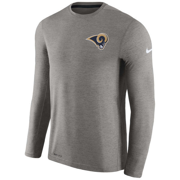 Men's Los Angeles Rams  Charcoal Coaches Long Sleeve Performance T Shirt