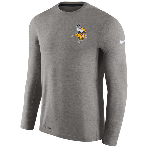 Men's Minnesota Vikings  Charcoal Coaches Long Sleeve Performance T Shirt