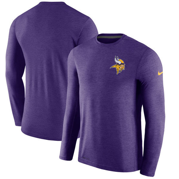 Men's Minnesota Vikings  Purple Coaches Long Sleeve Performance T Shirt