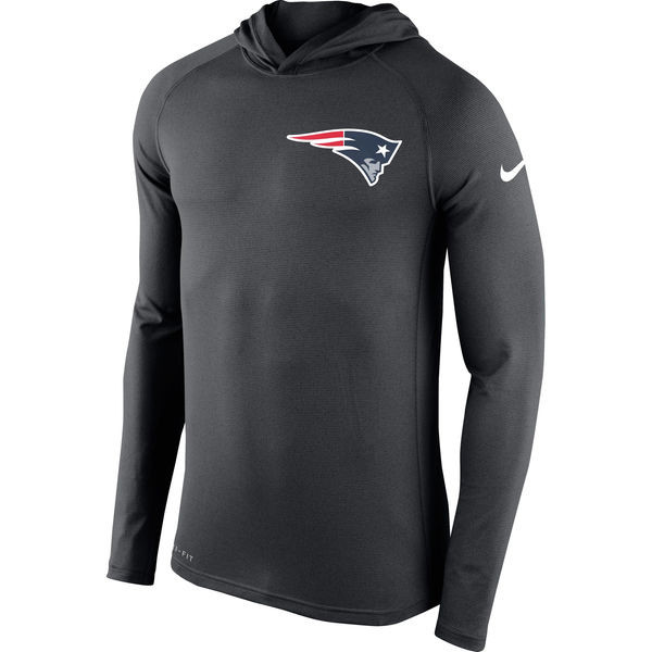 Men's New England Patriots  Charcoal Stadium Touch Hooded Performance Long Sleeve T Shirt