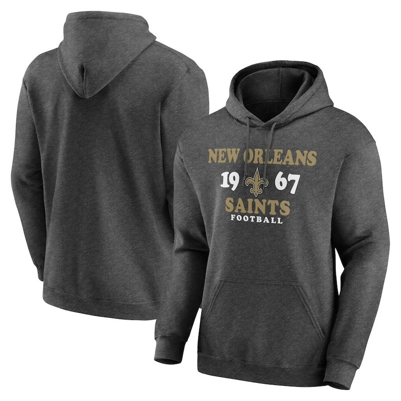 Men's New Orleans Saints Heathered Charcoal Fierce Competitor Pullover Hoodie