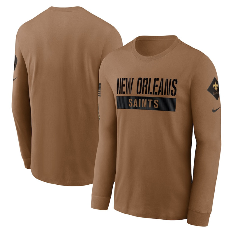 Men's New Orleans Saints Nike Brown 2023 Salute To Service Long Sleeve T Shirt