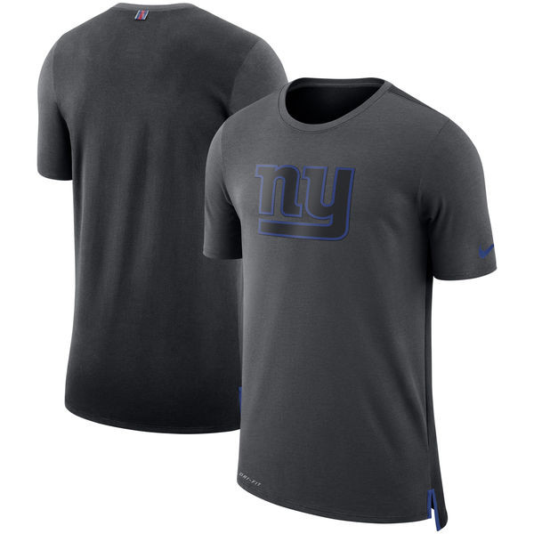 Men's New York Giants  Charcoal Black Sideline Travel Mesh Performance T Shirt