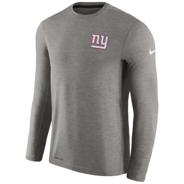 Men's New York Giants  Charcoal Coaches Long Sleeve Performance T Shirt