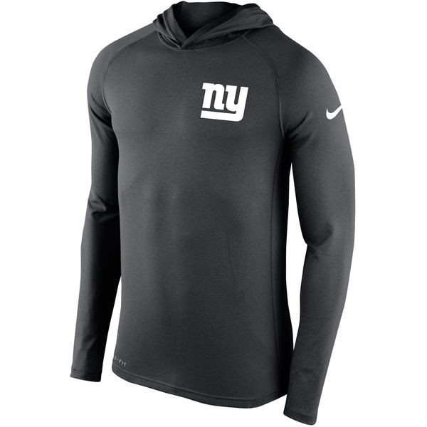 Men's New York Giants  Charcoal Stadium Touch Hooded Performance Long Sleeve T Shirt