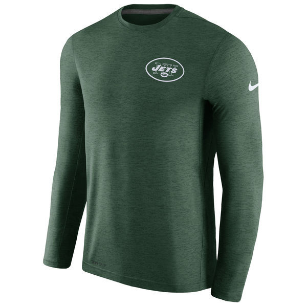 Men's New York Jets  Green Coaches Long Sleeve Performance T Shirt