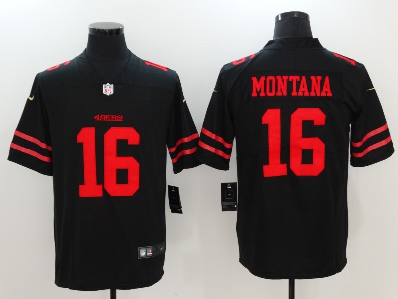Men's  San Francisco 49ers #16 Joe Montana Black 2017 Vapor Untouchable Limited Stitched Jersey
