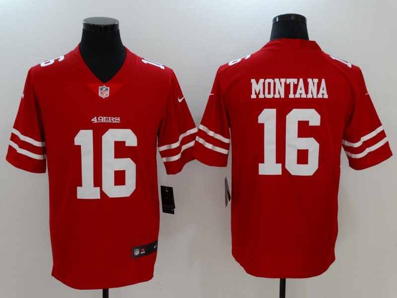 Men's  San Francisco 49ers #16 Joe Montana Red 2017 Vapor Untouchable Limited Stitched Jersey