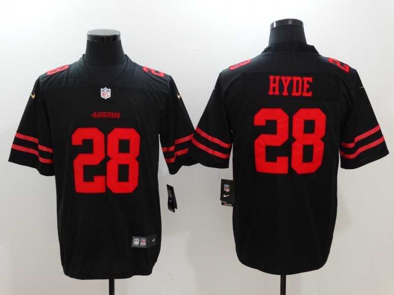 Men's  San Francisco 49ers #28 Carlos Hyde Black 2017 Vapor Untouchable Limited Stitched Jersey