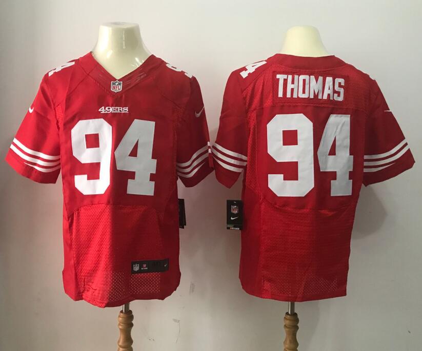 Men's  San Francisco 49ers #94 Solomon Thomas Elite Red Team Color NFL Jersey
