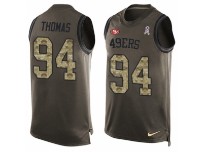 Men's  San Francisco 49ers #94 Solomon Thomas Limited Green Salute to Service Tank Top NFL Jersey