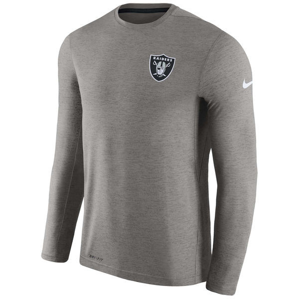 Men's Oakland Raiders  Charcoal Coaches Long Sleeve Performance T Shirt