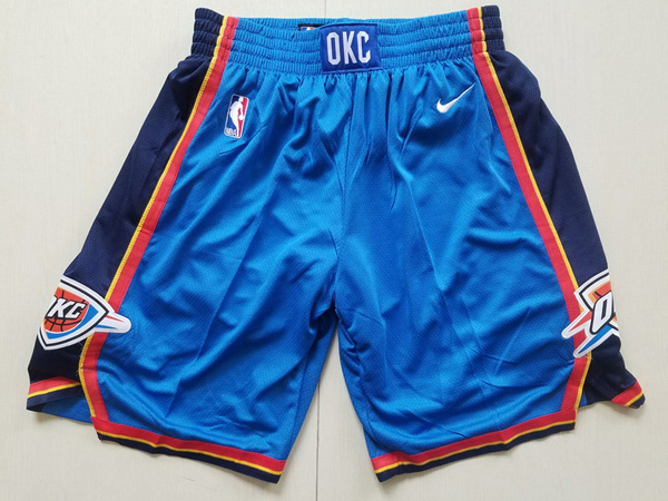 Men's Oklahoma City Thunder Blue 2017 2018  Swingman Stitched NBA Shorts